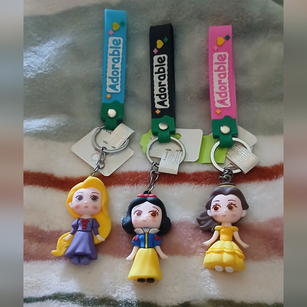 Yellow and Blue Doll Keychain Set with Accessories